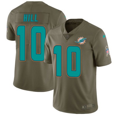 Nike Miami Dolphins #10 Tyreek Hill Olive Men's Stitched NFL Limited 2017 Salute to Service Jersey Men's